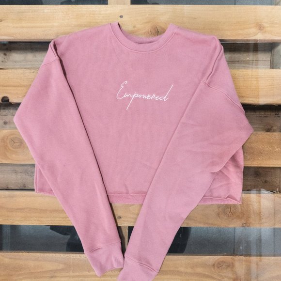 Apparel 20 "Empowered" Rosé Crop Top Fleece Sweate - Picture 3 of 3